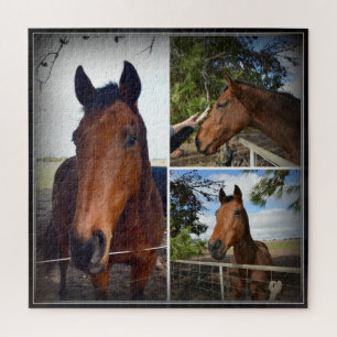 Brown Horse Photo Collage, Jigsaw Puzzle