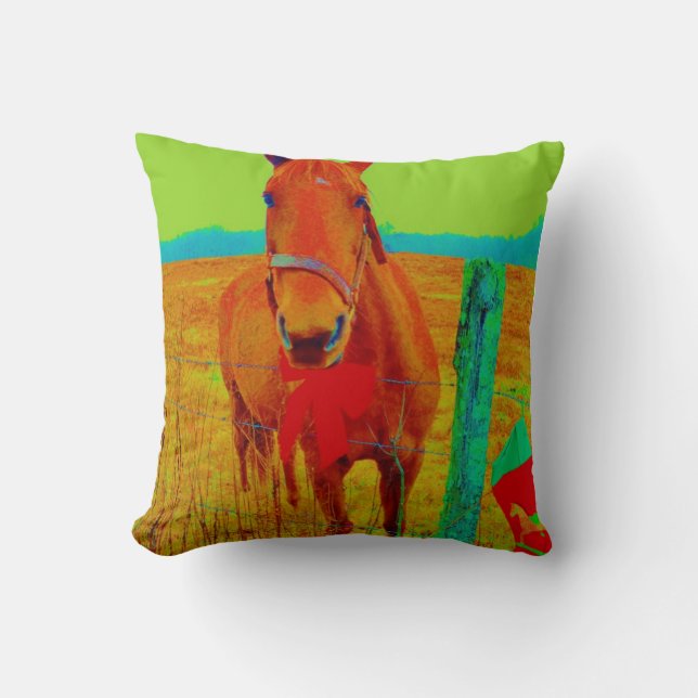 Brown Horse, Purple Trees Cushion (Front)