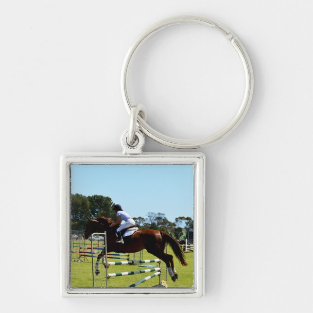 Brown Horse Show Jumping, Key Ring (Front)