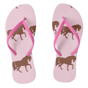 Brown horse silhouette on pink thongs
