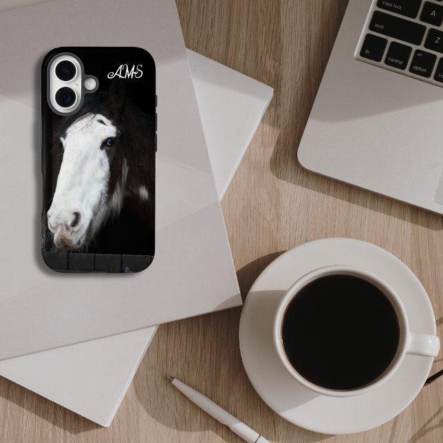 Brown Horse w Blue Eyes Monogram Case-Mate iPhone Case (Beautiful horse photo phone case )