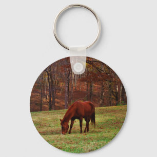 Brown Horse w/ White Nose at Woods Edge Key Ring
