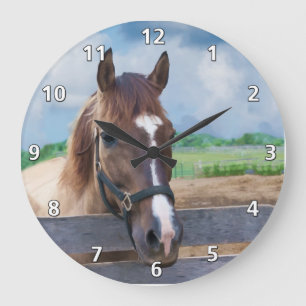 Brown Horse with Bridle Clock