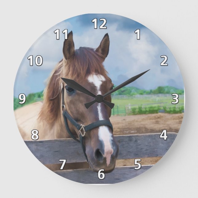 Brown Horse with Bridle Clock (Front)