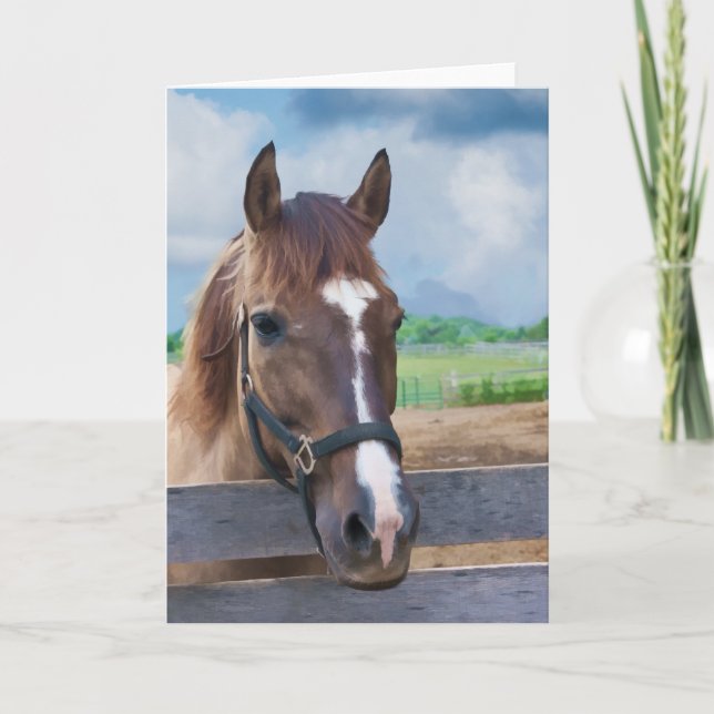 Brown Horse with Bridle Note or Greeting Card (Front)