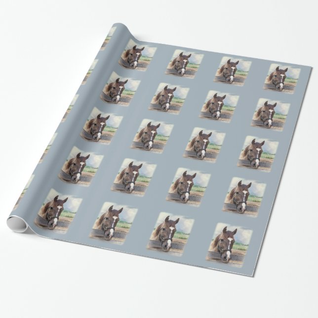 Brown Horse with Halter Wrapping Paper (Unrolled)