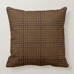 Brown Houndstooth Glen Check Pattern Cushion