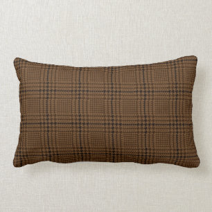 Brown Houndstooth Glen Check Pattern Lumbar Cushion