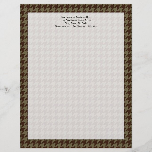 Brown Houndstooth Handsome Gentlemen's Pattern Custom Letterhead (Front)
