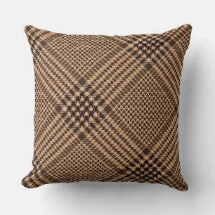 Brown Houndstooth Scottish Check Plaid Pattern Cushion