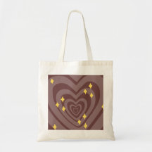 Brown hypnotic heart pattern Y2K with sparkles To