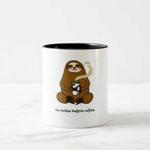 Brown Illustrated No Talkie Before Coffee  Two-Tone Coffee Mug