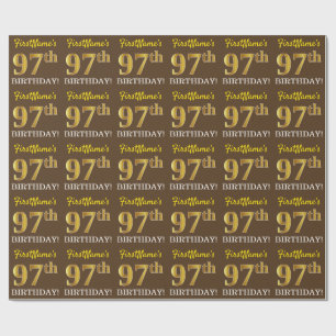 Brown, Imitation Gold Look "97th BIRTHDAY" Wrapping Paper