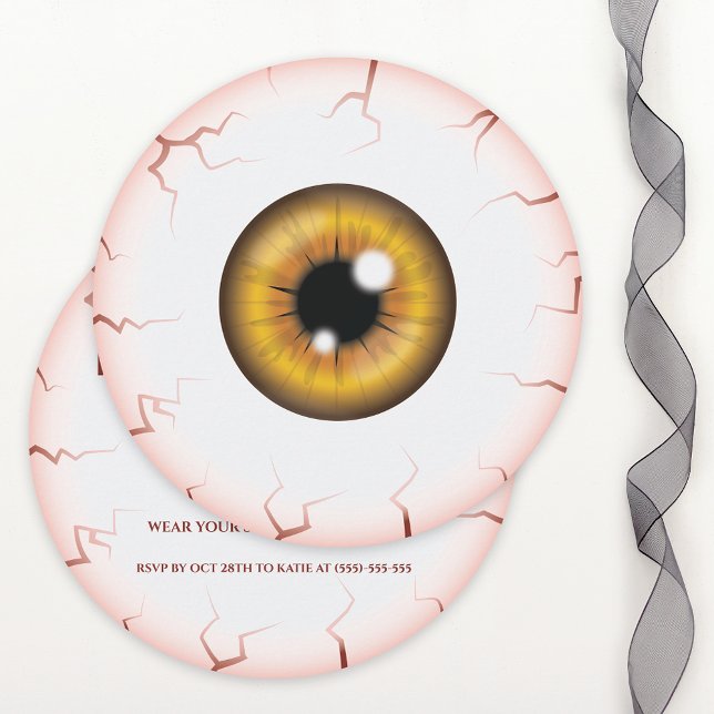 Brown Iris Eyeball Bloodshot Eye Halloween Party Invitation (Creator Uploaded)