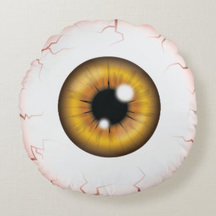 Brown Iris Eyeball Scary Bloodshot Halloween Eye Round Cushion