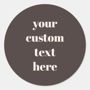 Brown Ivory Pink Your Text Here Wedding Custom  Classic Round Sticker