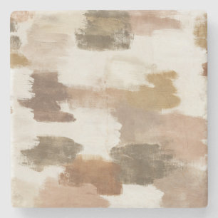 Brown Ivory Tan Cream Abstract Stone Coaster
