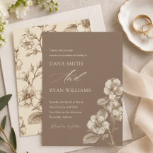 Brown Ivory Vintage Botanical Wedding