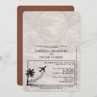 Brown Jamaica Passport Wedding Invitation