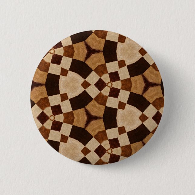 Brown Kaleidoscope Geometric Shapes Patterns 6 Cm Round Badge (Front)
