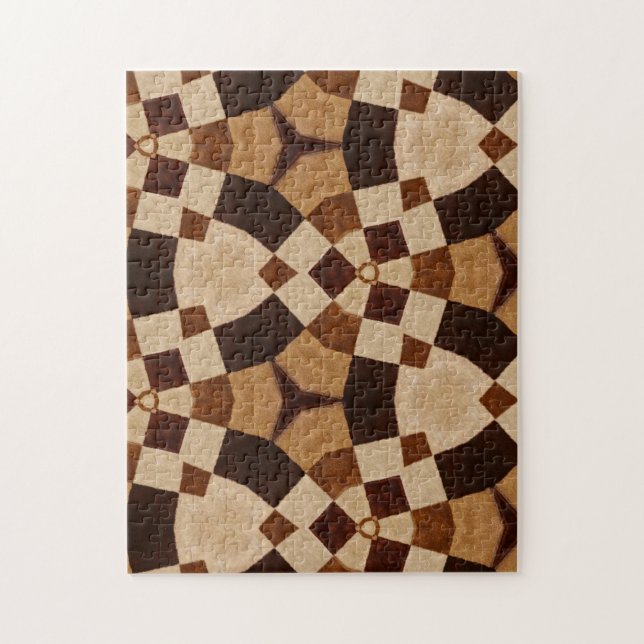Brown Kaleidoscope Geometric Shapes Patterns Jigsaw Puzzle (Vertical)