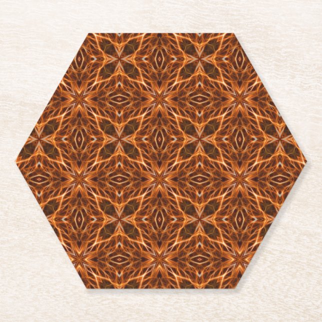 Brown Kaleidoscope Mandala Pattern-23100 Paper Coaster (Front)