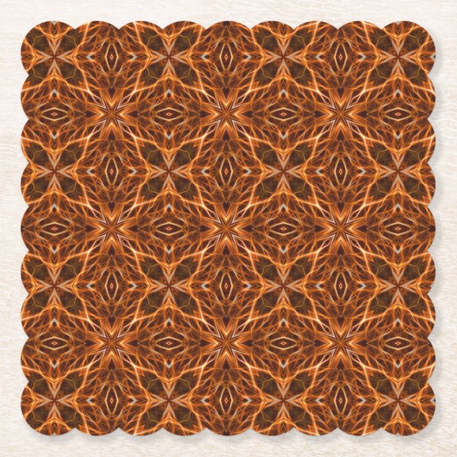 Brown Kaleidoscope Mandala Pattern-23100 Paper Coaster (Front)