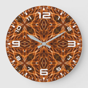 Brown Kaleidoscope Mandala Pattern  Large Clock