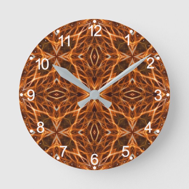 Brown Kaleidoscope Mandala Pattern  Round Clock (Front)