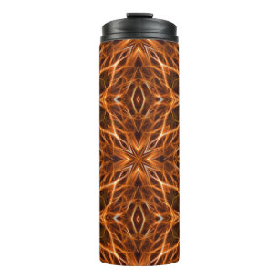 Brown Kaleidoscope Mandala Pattern Thermal Tumbler