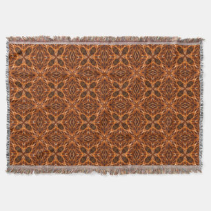 Brown Kaleidoscope Mandala Pattern Throw Blanket
