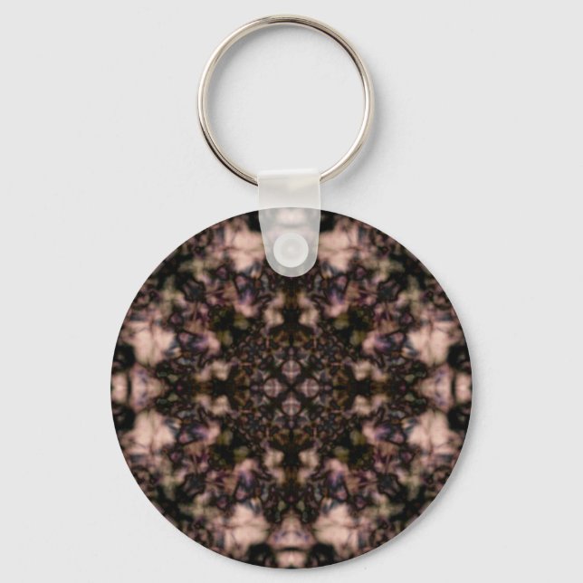 Brown kaleidoscope pattern key ring (Front)