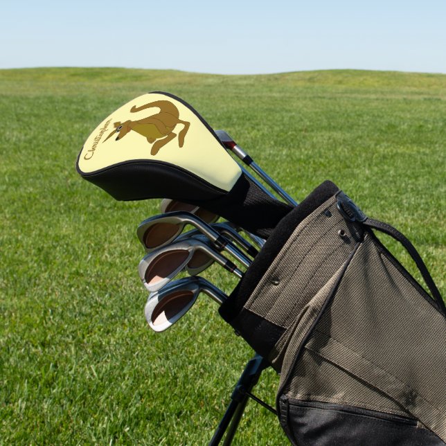 Brown Kangaroo Design Golf Head Cover (In Situ)
