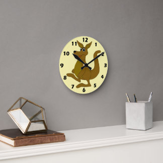 Brown Kangaroo Design Round Clock