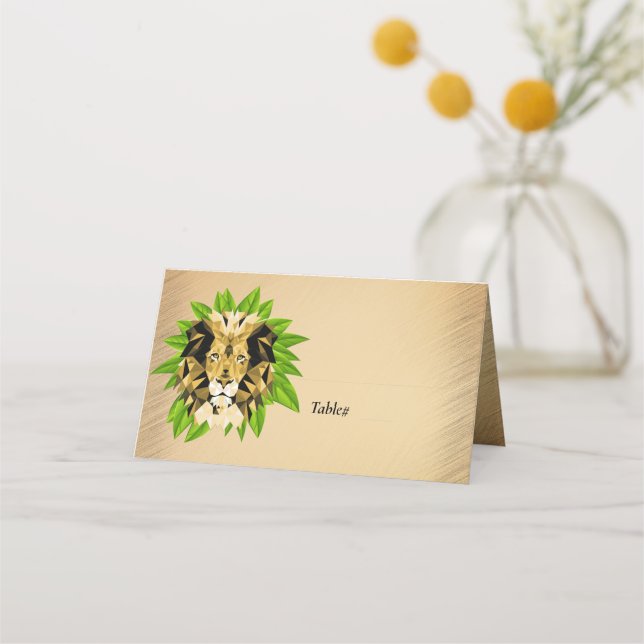 Brown King of the Jungle Lion Place Card (Front)
