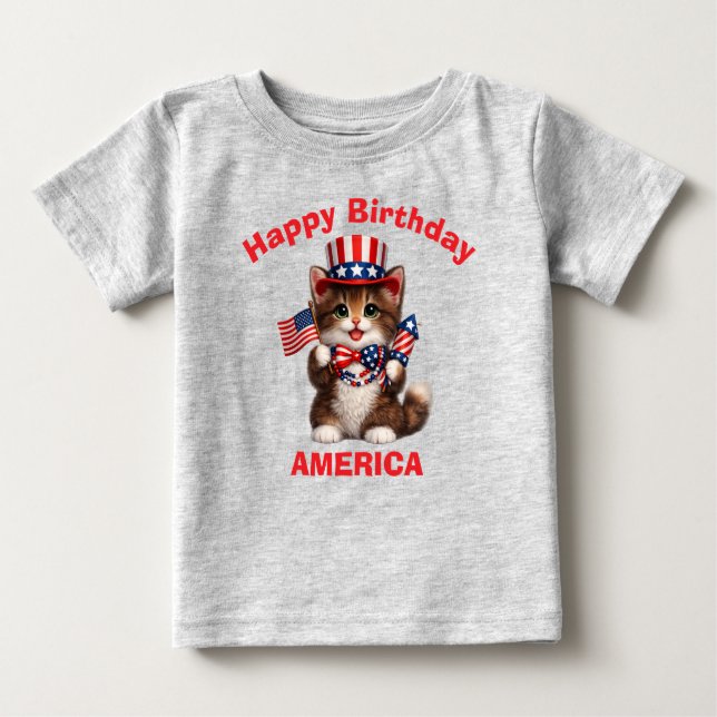 Brown Kitten (1g) Patriotic Kid T-Shirt (Front)