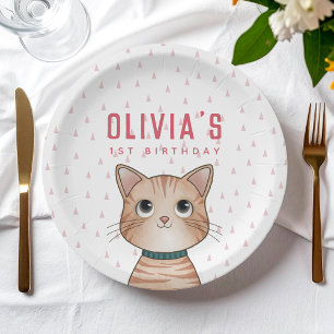 Brown kitten paper plate
