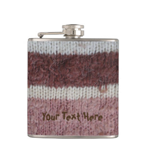 brown knitted stripes vintage style fun hip flask
