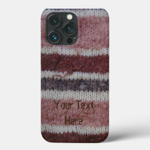 brown knitted stripes vintage style fun knitted iPhone 13 pro case