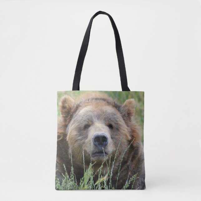 Brown kodiak bear tote bag (Front)