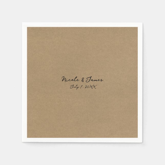 Brown Kraft Minimal Modern Wedding Napkin (Front)