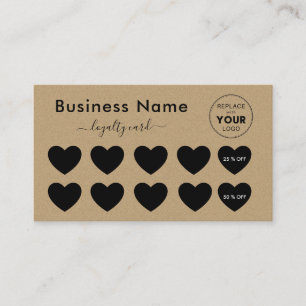 Brown Kraft Paper Add Your Logo Discount Minimal Loyalty Card