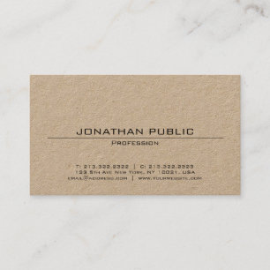 Brown Kraft Paper Minimalist Elegant Professional Business Card