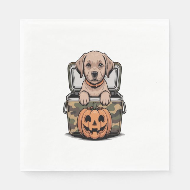 Brown Lab Dog Halloween Spooky Napkin (Front)