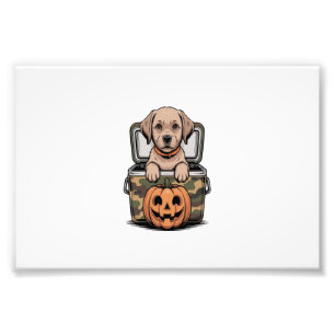 Brown Lab Dog Halloween Spooky Photo Print