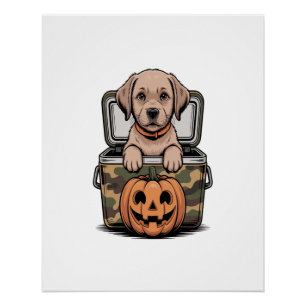 Brown Lab Dog Halloween Spooky Poster