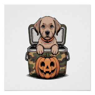 Brown Lab Dog Halloween Spooky Poster