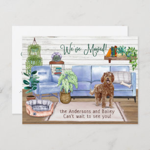 Brown Labradoodle Cosy New Home Moving    Announcement Postcard
