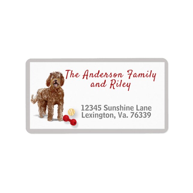 Brown Labradoodle Toys Home Return Address   Label (Front)