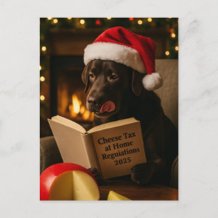 Brown Labrador 'Cheese Tax' Christmas postcard